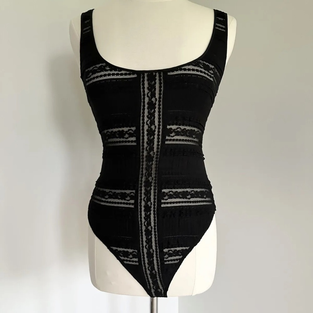 Cinq a Sept Maude Black Lace Bodysuit NWOT